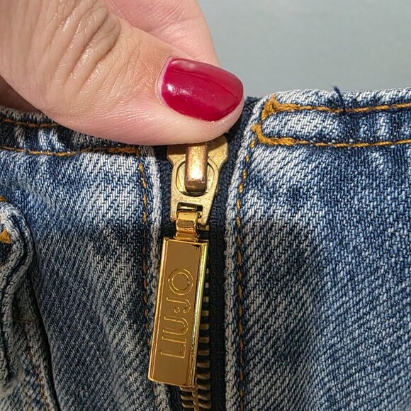 Liu Jo Milano Designer Jean Top & Skirt Set Women’s Size 6/27 Blue Denim - Picture 5 of 16